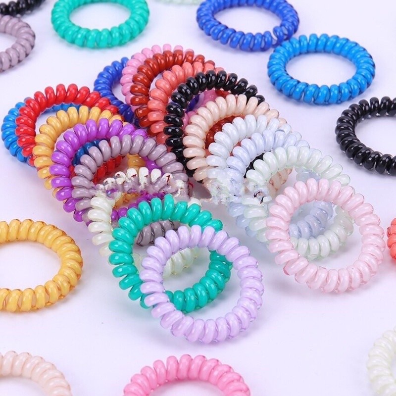 JUMBO SPIRAL IKAT RAMBUT WARNA WARNI / KARET IKAT RAMBUT KABEL / KUNCIR RAMBUT SPIRAL / IKAT RAMBUT 