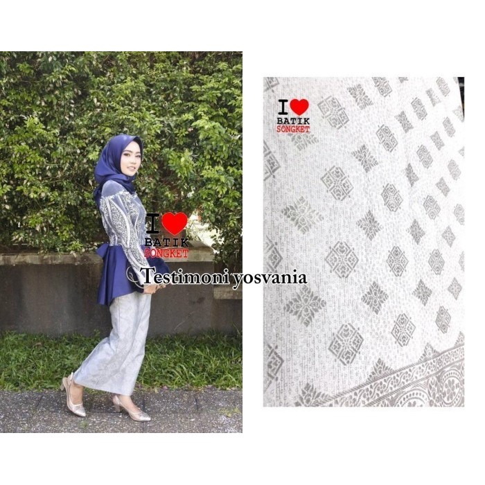 Songket mesin motif 6 warna putih tulang pastel benang silver tenun