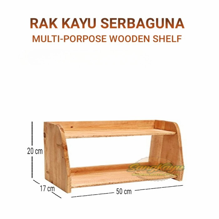 Rak kayu susun 2 tingkat rak bumbu rak dapur rak bunga rak buku dll - KAYU MAHONI