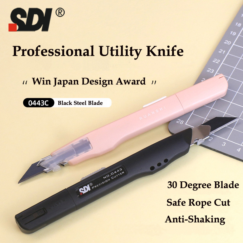 

SDI Precise 30-Degree Sharp Utility Knife Ergonomic Handle Box Cutter Safety Thread Cutting Anti Shake Powerful Auto Locking