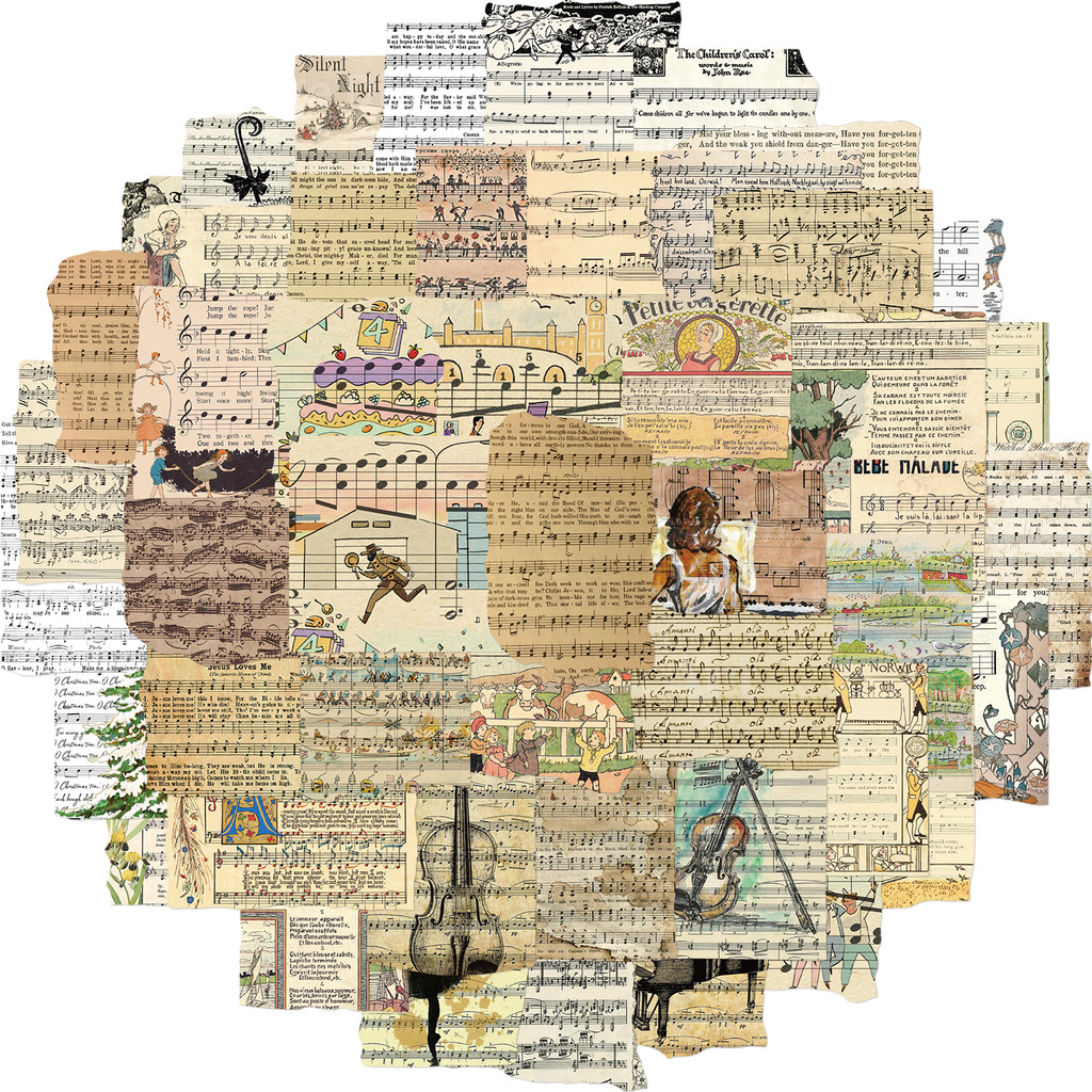 

50PCS Retro Sheet Music Stickers DIY Diary Laptop Luggage Skateboard Graffiti Decal Fun Stylish Classic Toy