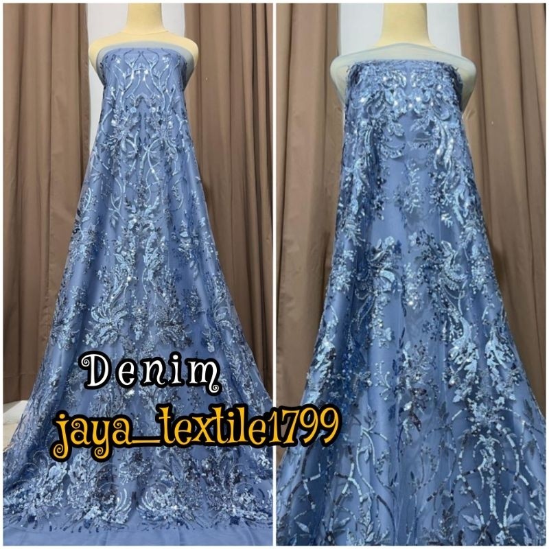 NANTARSHOP Tile Payet Mutiara/ Kain Tile Full Bordir Payet premium/ Harga 0,5m