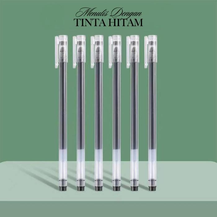 

(BISA COD) 50 PCS Pena gel berkapasitas besar, jarum tabung, pena air karbon 0,5mm, pena ujian siswa, pena tanda tangan Stationery kapur - HITAM, 50 PCS