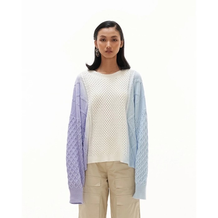 3Mongkis - Atasan Wanita Cathay Knit Top - Pink - Green, Allsize