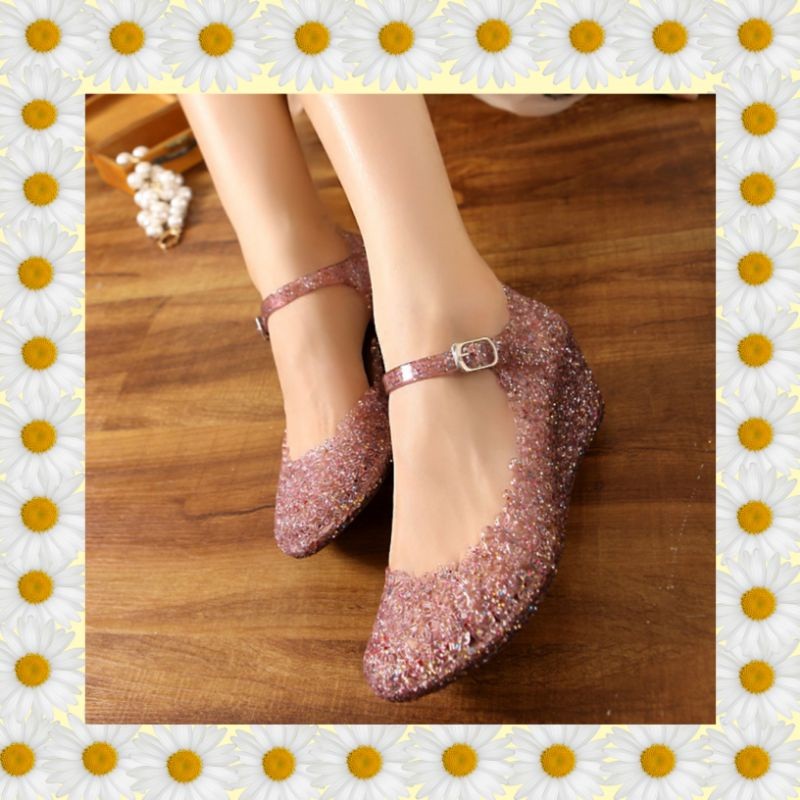 TOMOYSHOP Shushi wedges jelly shoes/ jelly shoes dewasa/sandal jelly wanita/sandal karet anti slip/s