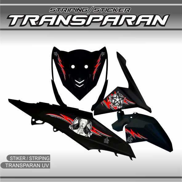 STIKER STRIPING TRASPARAN MOTOR HONDA BEAT FI MOTIF BARU SATANIC VARIASI KEREN BEAT FI V7 STRIPING T