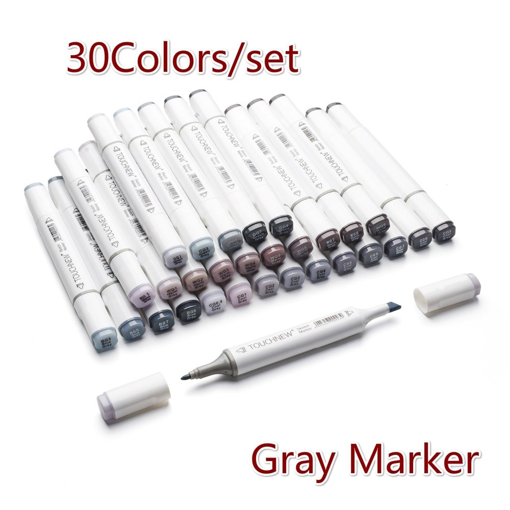 

30 Color Grayscale Marker Pen Grey Dual Head Sketch Alcohol-based Art Markers Painting Set