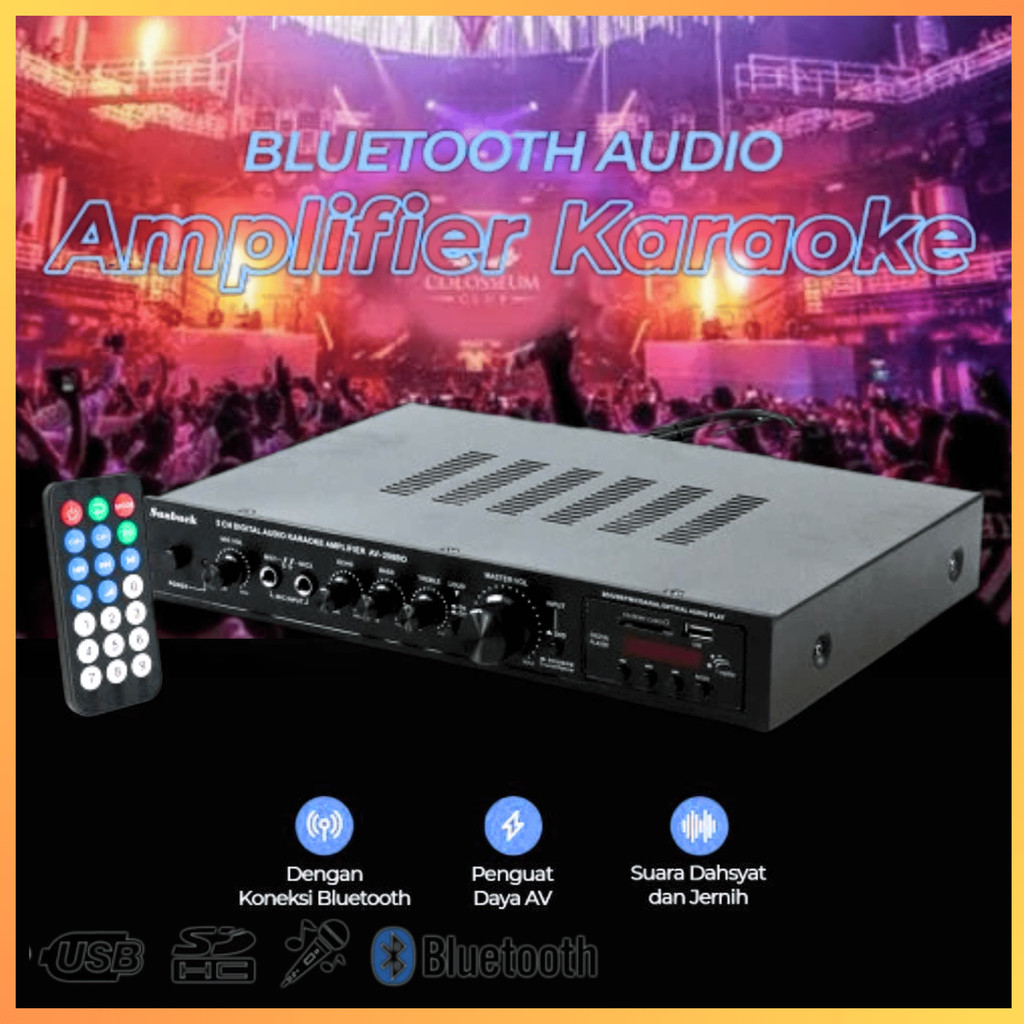 COD KIRIM CEPAT Sunbuck Bluetooth Audio Amplifier Karaoke Support Coaxial Optical AV 298BO/ ampli po