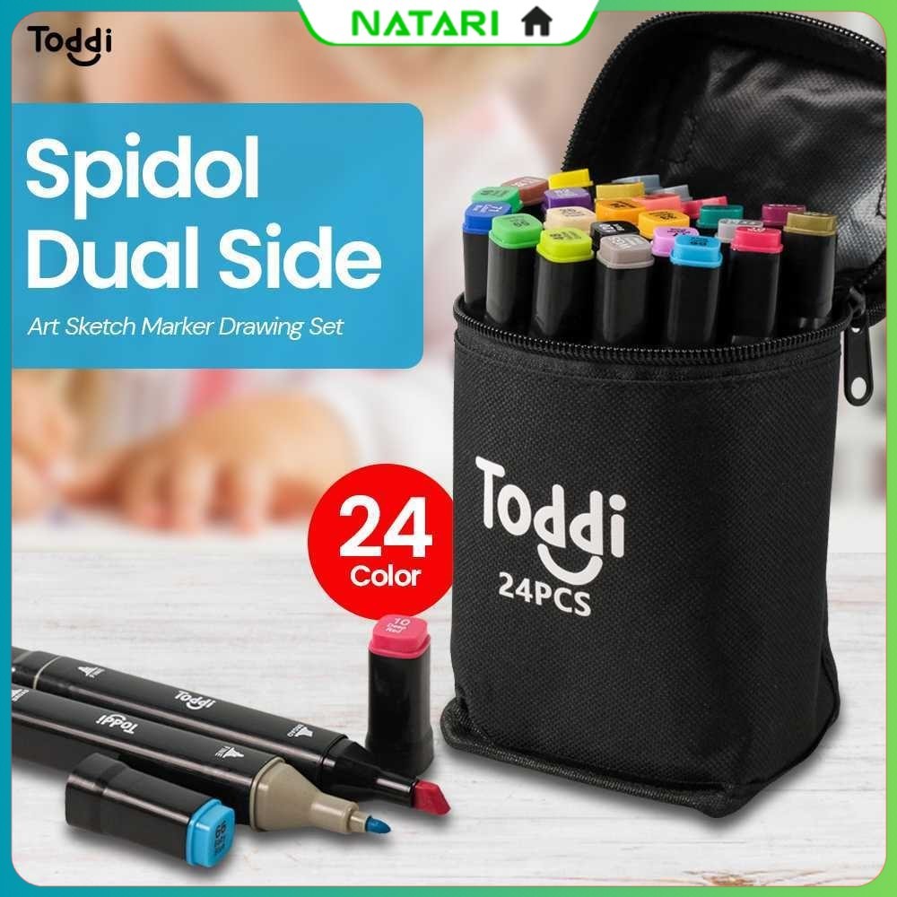 

Toddi Spidol Dual Side Fine Art Marker Brush Double Tip 1.0mm 6.0mm - CY-006