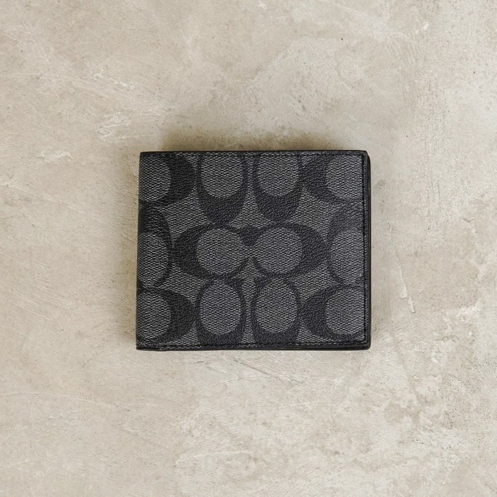 Dompet COACH BLACK WALLET 100% ORIGINAL - 11X9CM