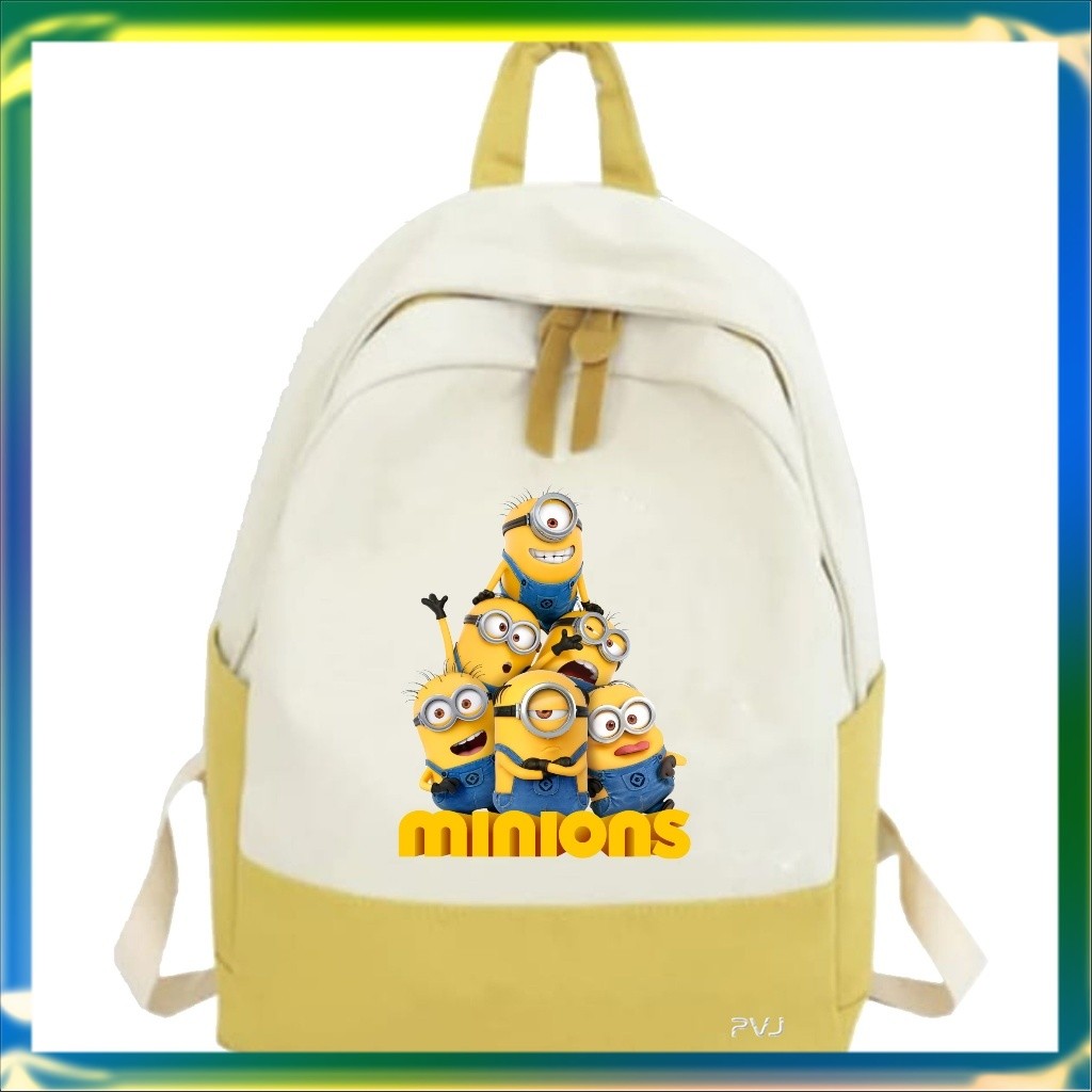 SM Terbaru Tas Sekolah Anak Perempuan Laki Laki SMP SMA Kuliah Ransel Original Backpack Minion Fashi