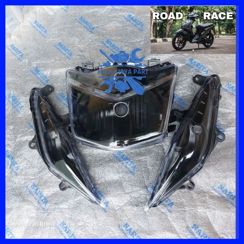 Reflektor Lampu Depan Plus Sein Beat Karbu Costum Hitam Smoke
