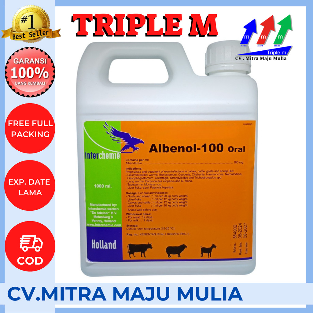 Albenol 100 Oral Albenol ORAL  Obat Cacing 1 liter TRIPLE M