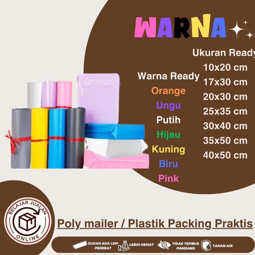 

(Satuan) Polymailer Plastik Packing Praktis / Kantong Plastik Packing Lem Olshop Seller Murah Warna Premium Packaging