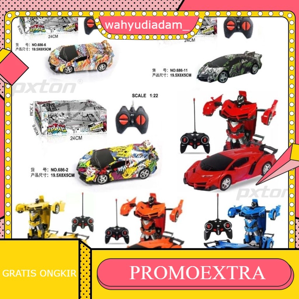 Rc Transformer 1: 18 Mobil Remot Jadi Robot Baterai Cas / Mobil Remote Control / Mainan / Mainan Ana