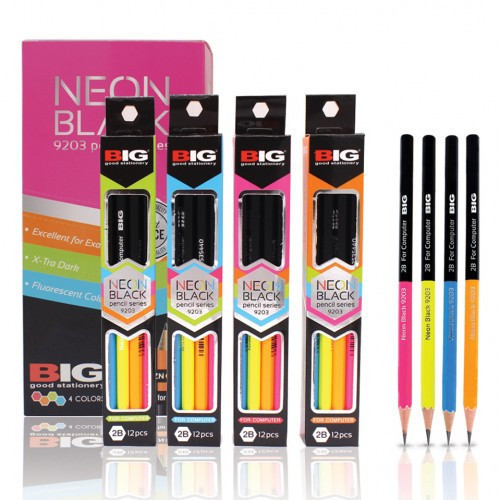

Pensil / pencil 2B BIG PS-9203 Neon Black – Untuk Ujian & Komputer – 17.4 cm (Warna Random)