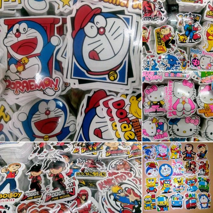 sticker isi 850 pcs motif kartun animasi anak stiker motor helm kaca