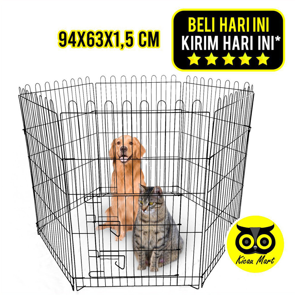 KICAU MART Pagar Kandang Hewan Pagar Pintu Size Jumbo 94x63 Kandang Kucing Cat Kitten Anjing Kelinci