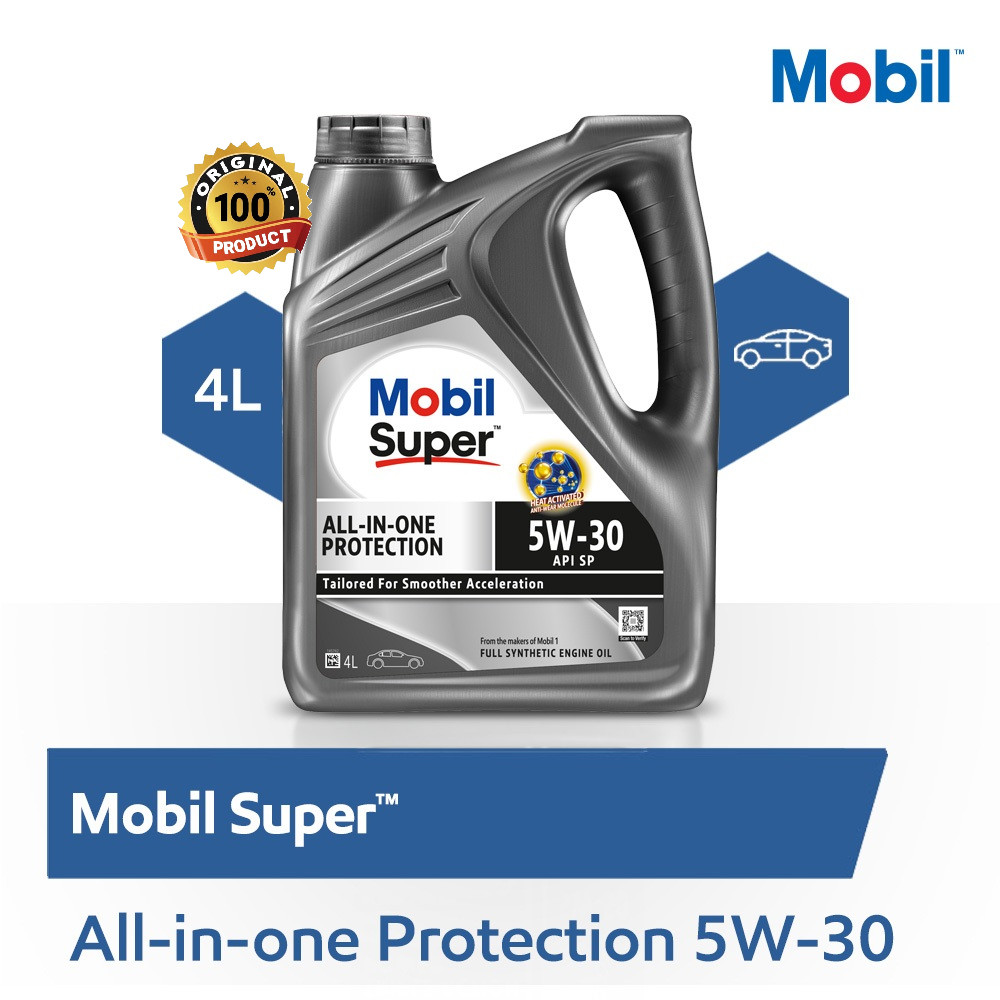 PELUMAS OLI MESIN MOBIL 1 SUPER ALL IN ONE PROTECTION FULL SYNTHETIC OIL 5W-30 API SP ORIGINAL 4 LIT