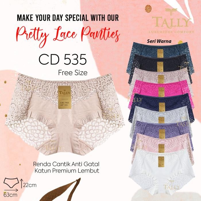 3pcs/6pcs/12pcs Celana Dalam Wanita Renda Transparan T4lly Lembut dan Nyaman | Pakaian Dalam | CD Wa