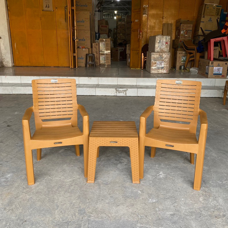 1 Set 2 Kursi BR 811 - 1 Set Kursi Santai Sandaran + MAPAN 45 / Kursi Santai Plastik Napolly / Kursi