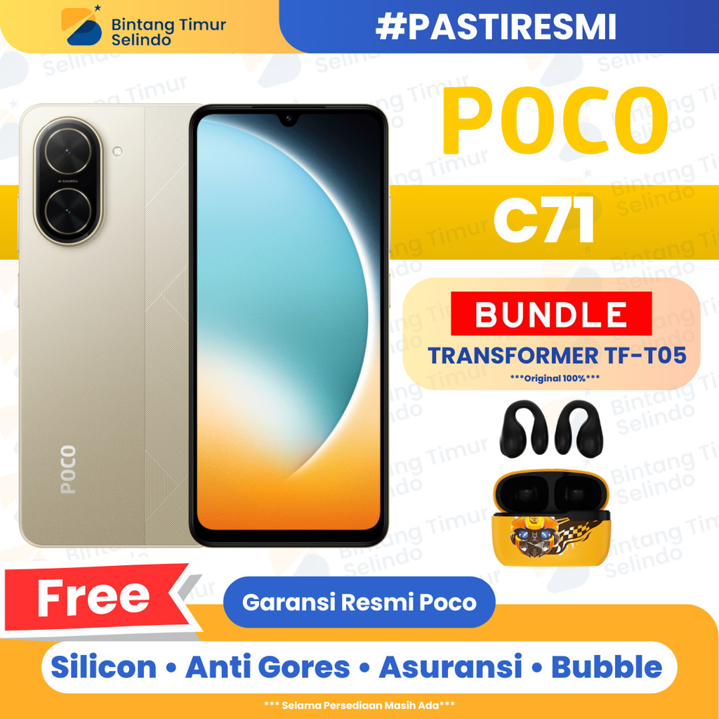 Xiaomi Poco C71 4GB/128GB | Layar Cadas 6.88" 120Hz | Baterai 5200mAh | Garansi Resmi