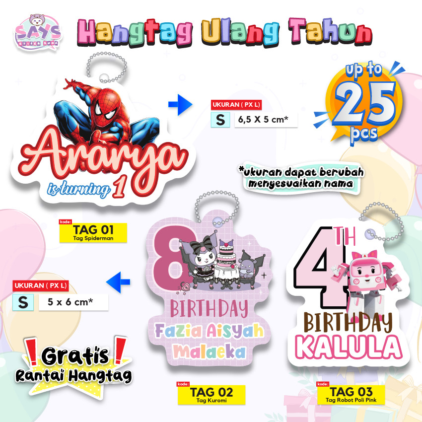 

MSY Hang Tag Ulang Tahun Anak Gratis Rantai Biji Lada