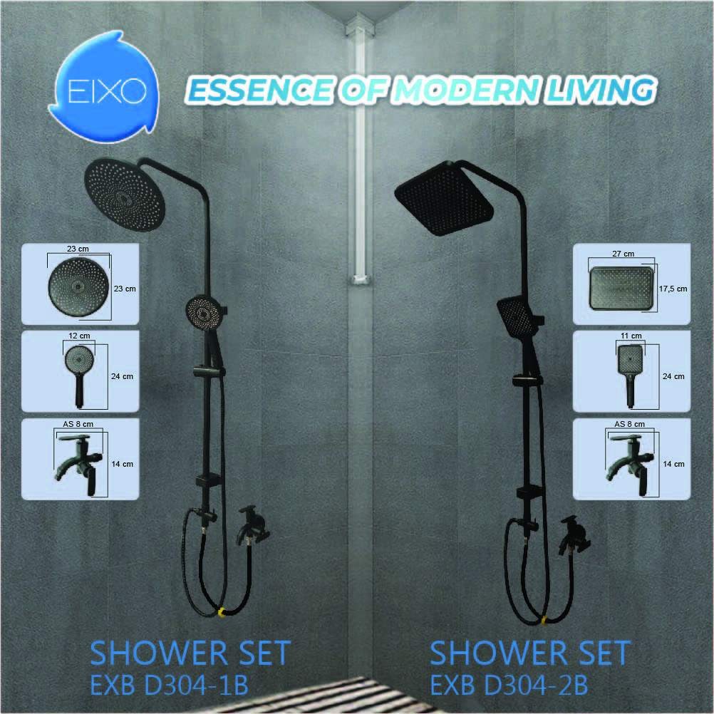 EIXO Tiang Shower Set Mandi Stainless Steel Hitam Bufalo TERLARIS