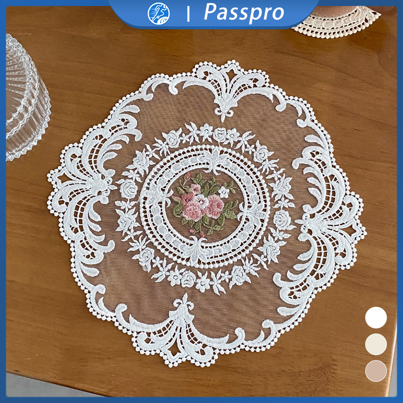 Renda Taplak Meja Katun Tatakan Piring Kain Kerawang Taplak Meja Vintage Lace 30x28cm