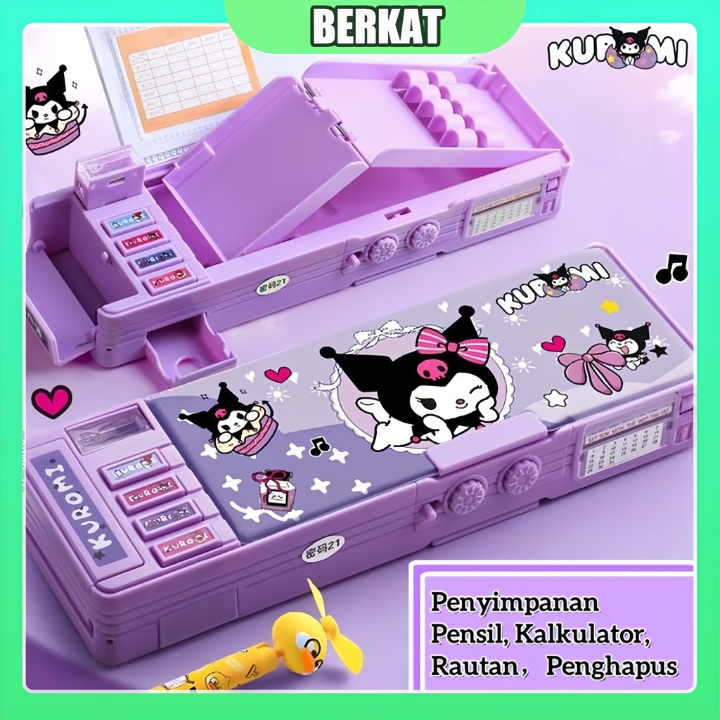 

READY KOTAK PENSIL/Bahan Tahan Air Kuromi Tempat Pensil Password /Multifungsi Lapis Ganda Berkapasitas Besar Lucu- Termasuk Rautan Pensil Kotak Alat Tulis