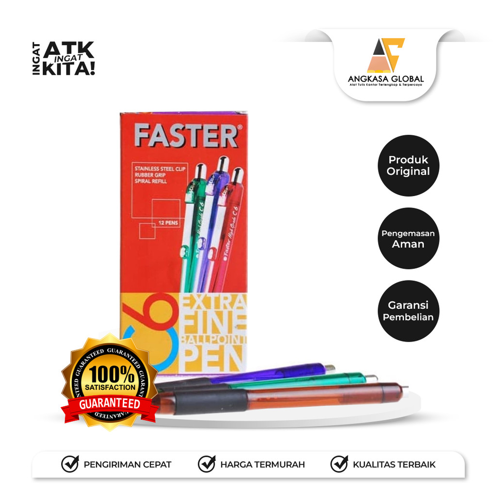 

FASTER PULPEN BALLPOIN/ BALL PEN C6 FINE (1LSN/ 12PCS)