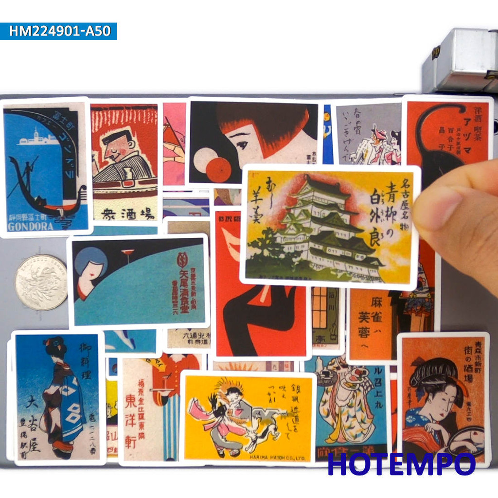 

20/30/50Pieces Japanese Retro Travel Poster Art Graffiti Stickers for Scrapbook Luggage Bike Car Motorcycle Phone Laptop Sticker