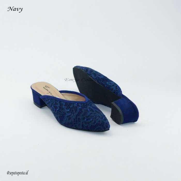 Sepatu Sandal High Heels Pesta Pernikahan Wedding Kondangan Wanita 3cm - Navy, 39