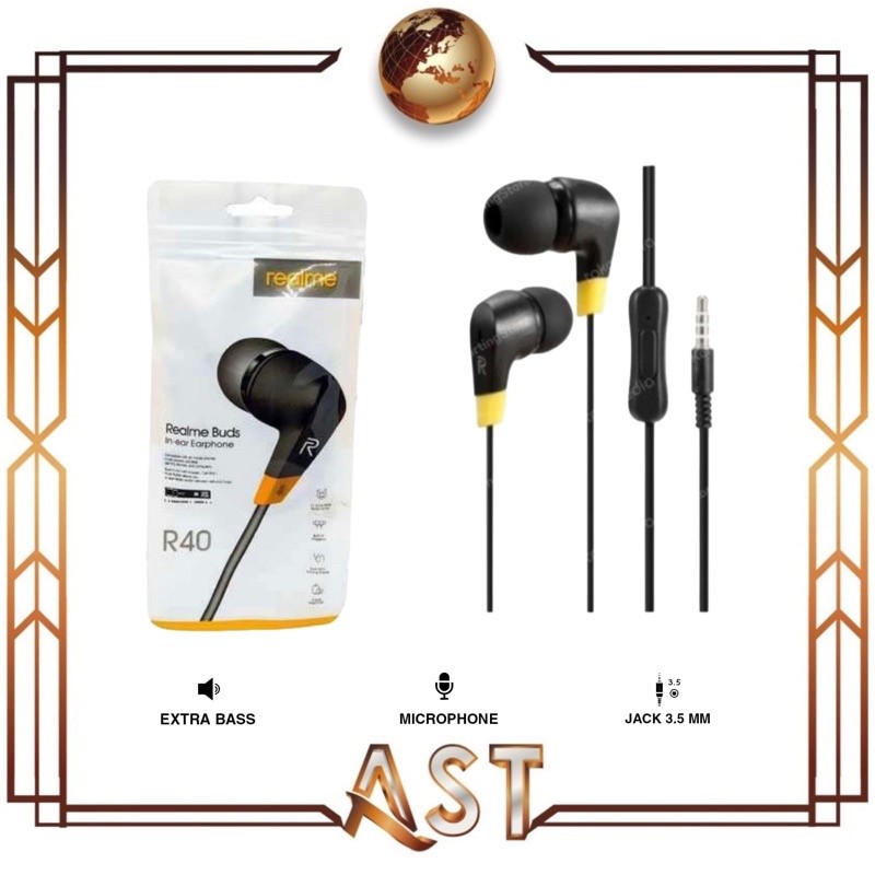 Headset Realme R40 / R-40 Buds Hf C11 C12 C15 MA13 Handsfree Realme buds C21 C25 packing Plastik