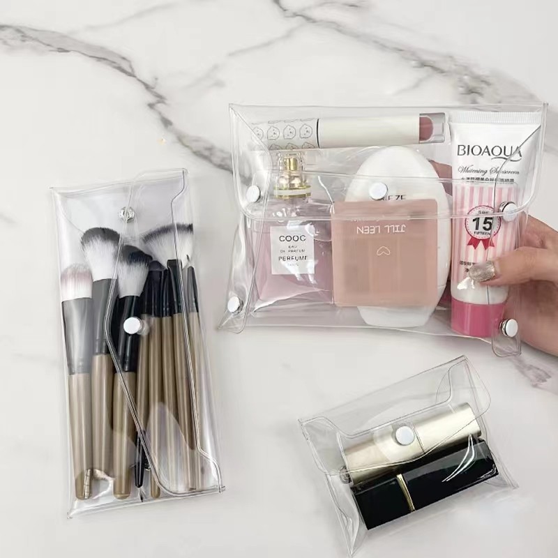 Tas kosmetik plastik transparan, tas perlengkapan mandi travel portabel, tas penyimpanan kosmetik