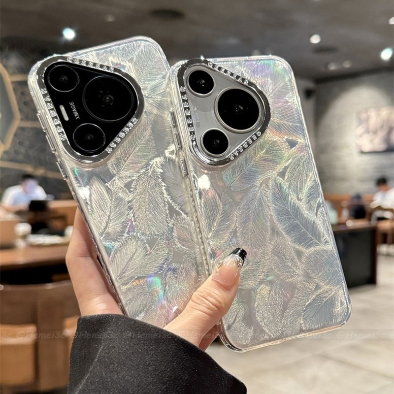 Untuk Huawei Pura 70 Pro Ultra Plus Casing Plating Shine Camlet Hard Phone Case Cover