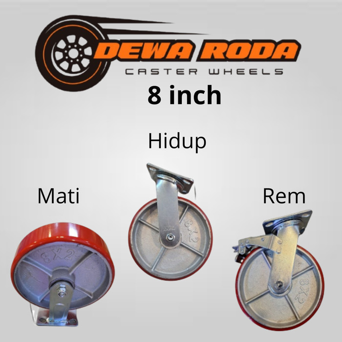 Roda Troli 8 Inch PU Heavy Duty