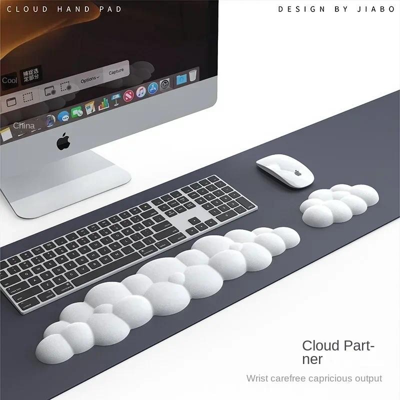 

Mouse pad with wrist rest keyboard cloud anti-slip memory foam desktop office gamer mouse wrist rest