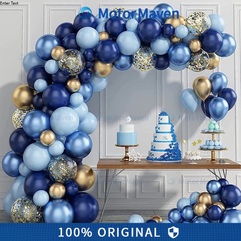 106PCS Balon Biru Muda Biru Metalik untuk Dekorasi Pesta Ulang Tahun Ulang Tahun Pernikahan Balon Ga