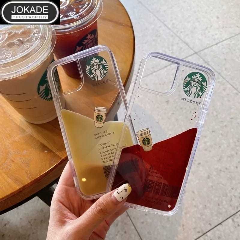 CASE LIQUID STARBUCKS 3D FOR IPHONE 11 12 13 14 15 PLUS PRO MAX GELAS GERAK