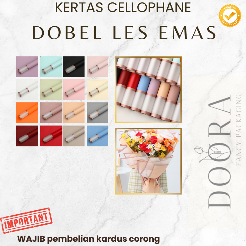 

Kertas Cellophane Buket Bunga Dobel Les Emas [20lembar]