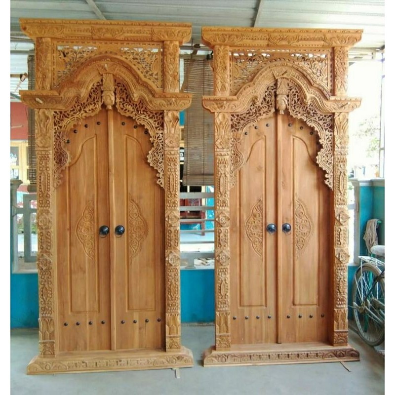 Pintu Gebyok Jawa, Pintu Gapura Jati Ukir Jepara Ukuran 120 x 250 CM