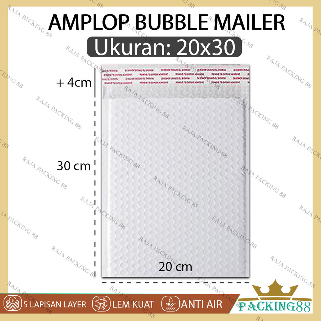 

Kantong Plastik Packing Bubble Mailer 20X30 Amplop Polymailer 5 Lapis Putih WHITE Bungkus Paket Usaha Online Shop Premium