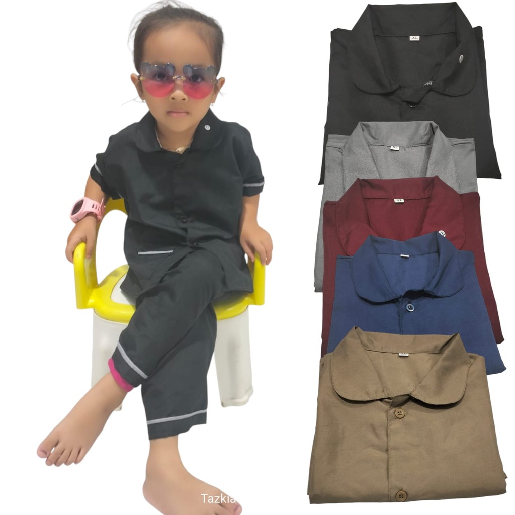 Setelan Piyama Anak Setelan Baju Tidur Anak Katun Polos Cewek Cowok