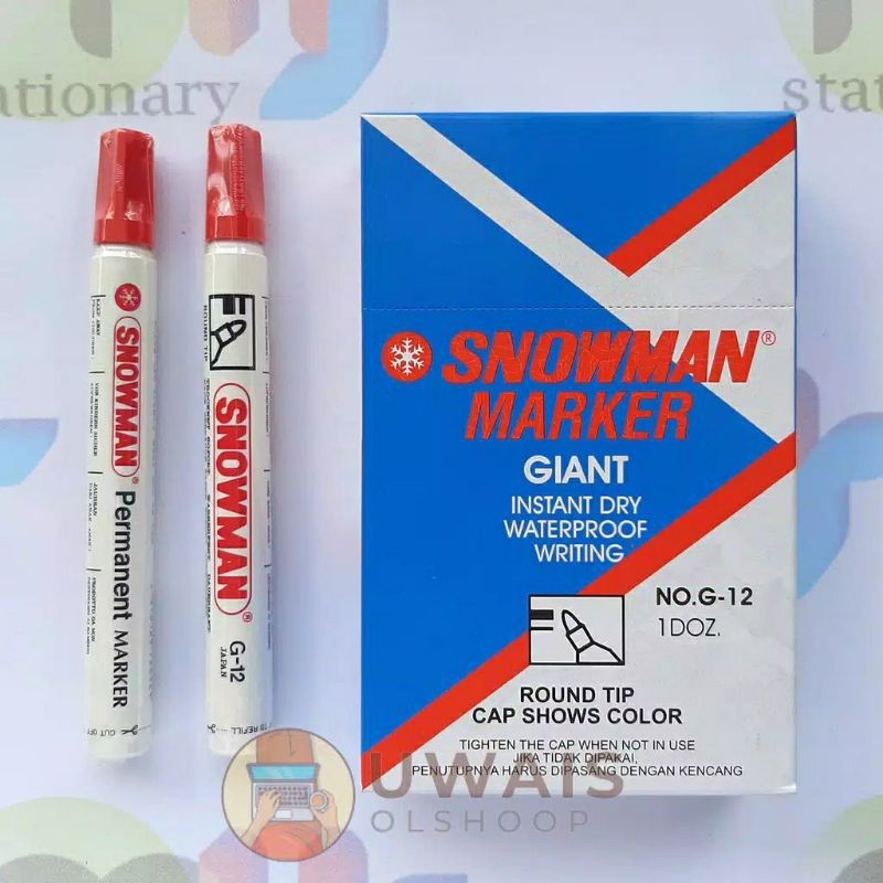 

Spidol SNOWMAN G-12 Permanent marker red merah HARGA 1Pcs saja