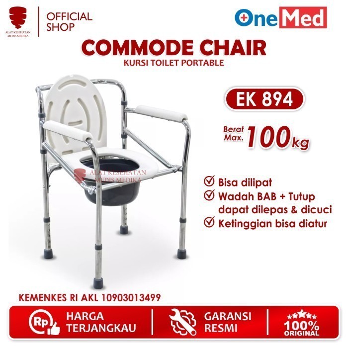 Onemed Kursi Toilet BAB Commode Chair Tanpa Roda Pup Bongkar Pasang Medis