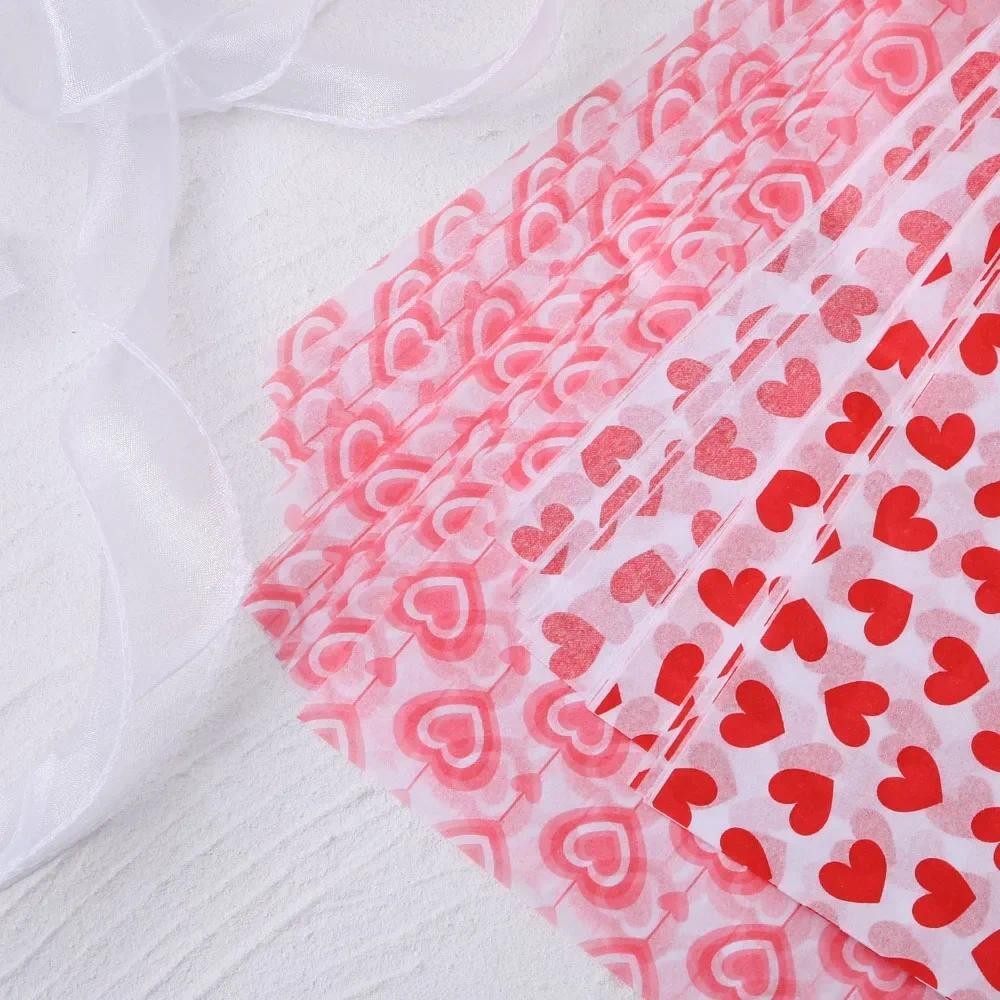 

50*66cm Heart Tissue Paper Flower 10 Sheets Valentine's Day DIY Gift Red Wrapping Paper for Girlfriend Wedding Decoration