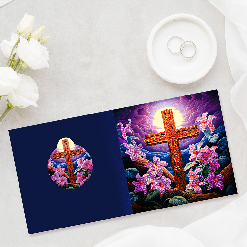 

8/12PCS Rhinestone Painting Card Kit Crucifix Special Shape Diamond Art Greeting Cards Owl Gifts for Family Friends and Lover
