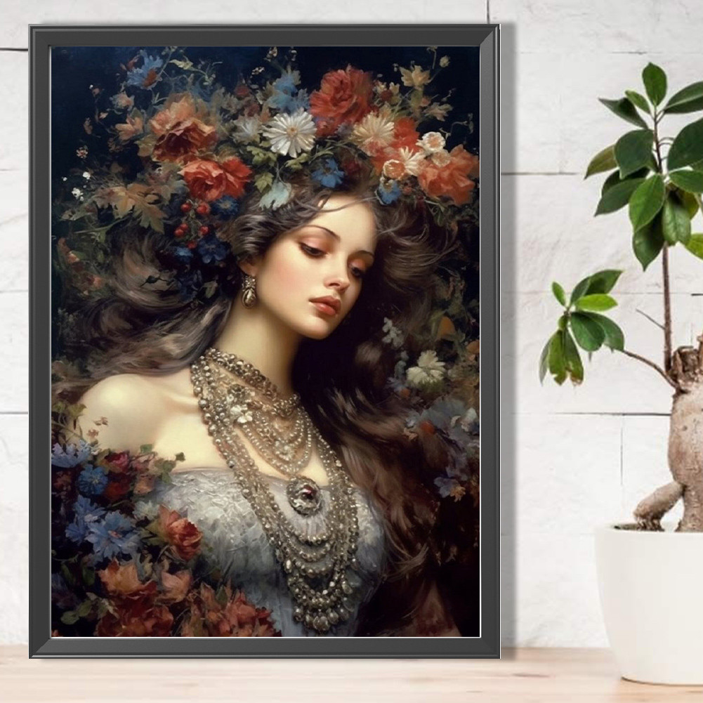 

5D DIY Full Round Drill Partial AB Diamond Painting Girl Kit Art Decor 45x60cm