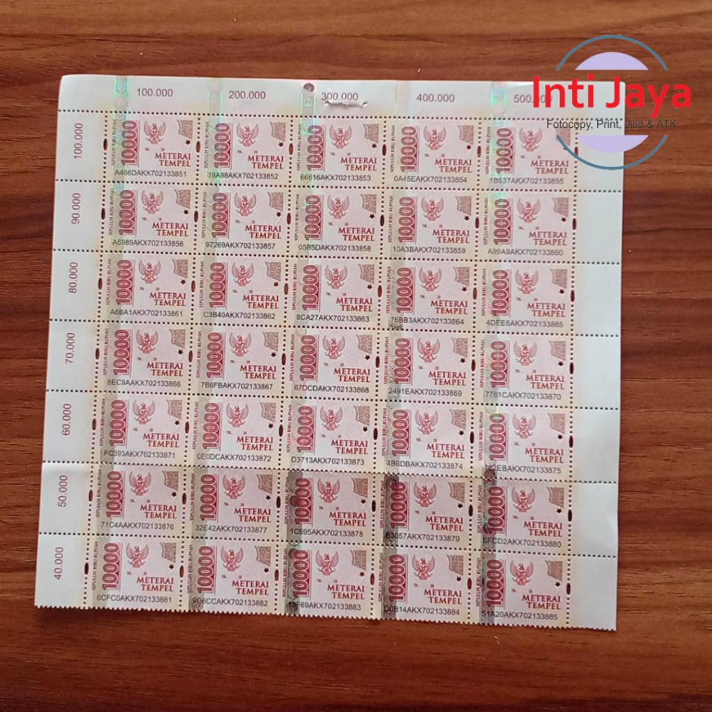 

Materai 10000 Asli 100% Materai Pos per TERUJI LOLOS SINAR UV ULTRAVIOLET - MATERAI BARU BUKAN BEKAS 100% ORIGINAL POS( Gratis Ongkir ) /1 PCS